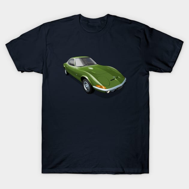 1972 Opel GT in green T-Shirt by candcretro